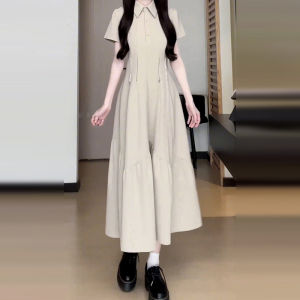 ZHENMANZI | French Polo Neck Waist Slimming A-Line Dress