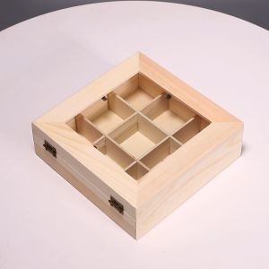 ชั้นตู้จัดเก็บกล่อง9ช่องชากล่องไม้แพ็คเก็ตน้ําตาลคอนเทนเนอร์ ไม้ชาเครื่องประดับกระเป๋า Organizer