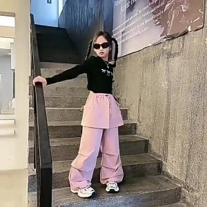 New Cargo pants for Kids Girls 7-16years old Loose Pants for Teens Girls Jogger Pants Wide Leg Trouser Candy Pants Casual Pants Korean Jazz Dance Pants Hip Hop Pants