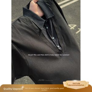 Polo Style Faux Layer T-Shirt Short Sleeve Thin Design T-shirt
