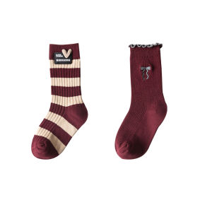 Girl Socks Spring and Autumn Pure Cotton Kids Ankela Red Tube Socks Fall and Winter K-style Baby Girl Childrens Trendy Socks