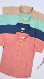Baju Kurta Lucas Budak Lelaki Lengan Pendek Kurta Kids Plain Kurta Boy Kids Clothes T-shirt Kemeja