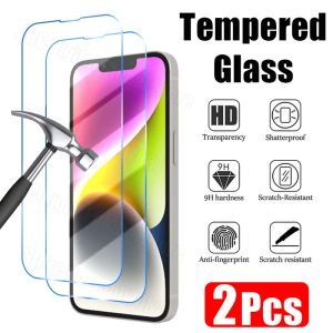 2PCS Tempered Glass Screen Protector for iPhone 16 15 14 13 12 11 Pro Max Mini Plus 7 8 X XR XS Max SE2020 2022 Clear Film Cover