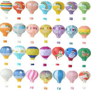 New 1pcs 30cm Rainbow Lantern Hot Air Balloon Paper Lantern Kids Birthday Party Wedding Christmas Decor 33 Colours Lantern