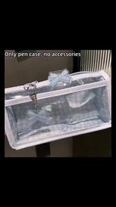【Bow Zipper Transparent Pencil Case Box Student Stationery Storage Bag Large Capacity Makeup Bag Cartoon Zipper Pen Bag】