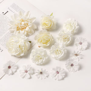 5Pcs White Series Artificial Rose Combination Room Table Decoration Outdoor Party Wedding Decoration DIY Wreath Accessories
