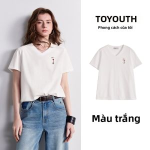 Toyouth | Áo Thun Cotton Chống Khuẩn Form Rộng V-neck Thêu