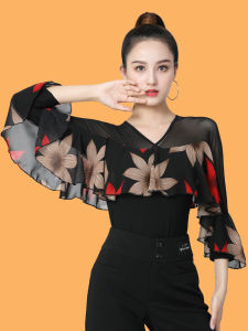 Modern Dance Top Womens Adult Latin Dance Professional Gittern Social Dancewear 2025 Dance Performance V-neck Waltz Quickstep Tango