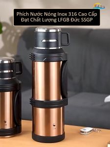 Bình Giữ Nhiệt 60 Tiếng Lõi Inox 316 SSGP 3.2L 4.2L Phích Nước Nóng Lạnh Dung Tích Lớn Tay Cầm Gấp Gọn Nắp Dùng Làm Cốc Tiện Lợi An Toàn