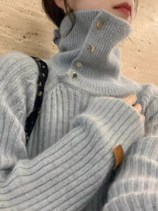 Áo Len Cổ Cao Bằng Lông Cừu Sang Trọng Thoải Mái Dài Tay Thời Trang Ấm Áp Thường Ngày Áo Len Dệt Kim Áo Len Bằng Lông Cừu