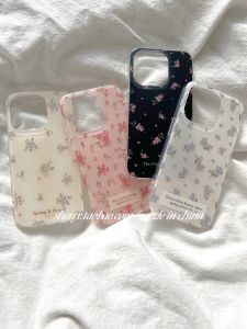 White Floral Fresh Style Phone Case for Apple 17ProMax iPhone 16Pro Cartoon Protective Cover Simple Design Girls Heart High End
