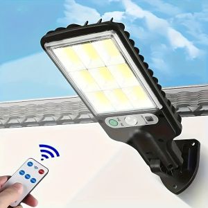 1pc Outdoor Solar Street LightHuman Sensor Yard LampRemote Control 72COB Wall Lamp for WalkwayPatioGarageCorridor