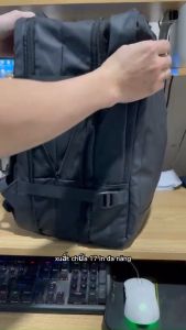 Balo nam đựng laptop 17 inch chống nước 3 chức đa năng có sạt USB công nghệ mới OLES Full đen có thể nới rộng [VIDEO THẬT]