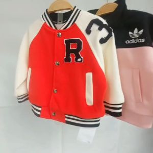 Áo Bomber bé gái. Áo khoác cho bé 2-7 tuổi phối màu thêu đáp chữ R xuất Hàn cao cấp khỏe khoắn thời trang