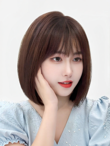 MENGSIQIAN | Youthful Short Bob Wig Real Human Hair Full Cap