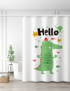 Thickened Waterproof Anti-Mold Polyester Bath Curtain Korean Style Cartoon Partition Door Curtain Bathroom Window Covering