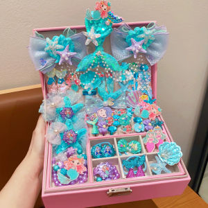 High-End Childrens Hair Accessories Gift Box Set Cute Girl Mermaid Princess Hair Clips Jewelry Box Fairy Tale Inspired Design