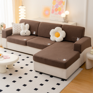 Cartoon Fleece Lazy Three-Seater Sofa Cover Protector against Cat Scratches 2025 New Style Yem Brand Home Fabric Dust Cover