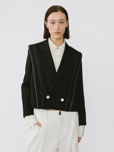 Lapel Contrast Stitching Multi-wear Stylish Jacket