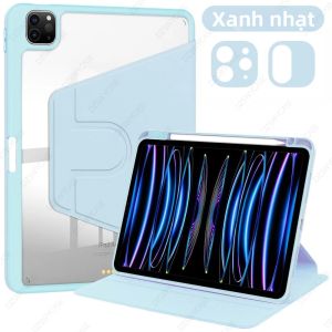 360 °   Ốp Lưng Acrylic Trong Suốt Xoay Được Cho iPad Pro 12.9 2018-2022 & iPad Air 13 M2 M3 M4 Với Giá Đỡ Bút Tích Hợp Chức Năng Tự Động Ngủ/thức