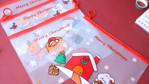 1PC Creative Cartoon Christmas Ring Envelope File Bag File Folder School Stationery