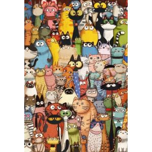 Colorful Cat Crowd Cute Animal Artwork Jigsaw Puzzle 500/1000/1200/2000PCS Stress Relief Puzzle Wall Art Decor Gift