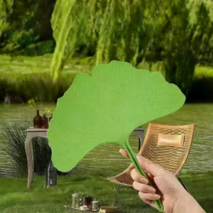 MIVOFIVO | Cool Durable Shock-Resistant Fan Large Thick Ginkgo Leaf Stylish