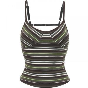 Back Beautifying Striped Padded Sleeveless Cropped Tank Top