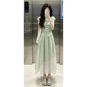NIUVIES | Đầm Hè Nữ Xanh Nhỏ Gọn Cao Cấp