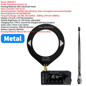 Portable Radio AMNVOLT V4 ATS MINI Si4732 DSP Radio LSB USB Transistor Pocket Radios 1.9inch IPS Screen for Indoor Outdoor