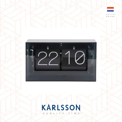 Karlsson Wall/Table clock Boxed Flip acrylic black [Ready Stock] Flip Clock Table clock Modern Luxury for Living Room Home Decor