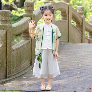 Childrens Traditional Hanfu Costume Set Kids Performance Outfit Cotton Linen Material Boys And Girls School Uniforms