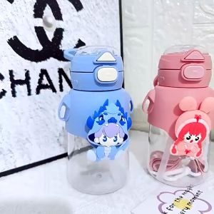 Botol Minum Anak Motif Karakter Lucu Ukuran 650ml Sedotan + Tali