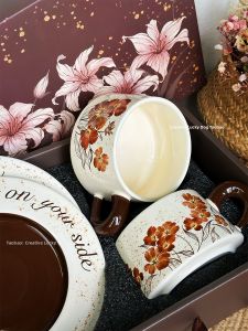 Gift Ceramic Coffee Cup and Saucer Set