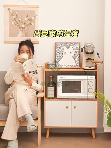 ตู้ครัว ชั้นวางของในครัว โทนสีไม้4สี มีประตูเปิดปิดป้องกันฝุ่น สามารถวางไมโครเวฟด้านบนได้ วางเครื่องปรุงรสได้เยอะ วัสดุไม้แข็งแรง พร้อมส่ง