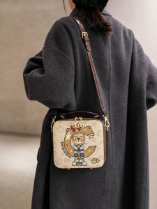 2025 New Cartoon Bear Print Womens Mini Shoulder Bag Casual Simple Square Bag Crossbody Bag Fashionable Soft PU Leather