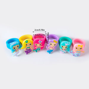 6/12pcs Cartoon Mermaid Silicone Rings Baby Shower Girls gift Birthday Party Decoration Under the Sea Themed Mermaid Party favor