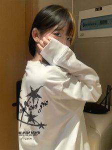 American Retro Pure Cotton Five-Pointed Star Inner Wear Long Sleeve T-shirt Female 2024 New Arrival Autumn and Winter Undershirt Easiest for Match Tops
