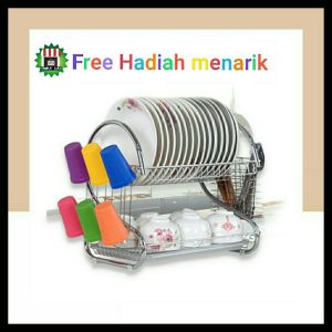 Rak piring stainless steel minimalis 2 susun tingkat