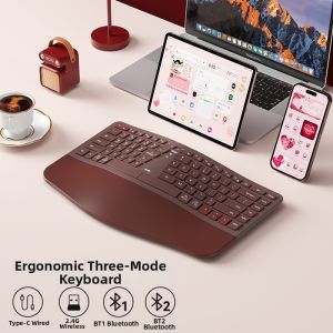 B.O.W | Ergonomic Silent Charging Wireless Keyboard and Mouse Set with Wrist Rest