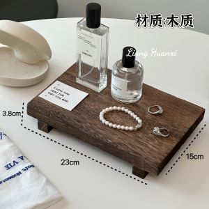Retro Wooden Incense Perfume Tray Jewelry Storage Plate Key Holder Entrance Home Decorations Wooden Desktop Accessories