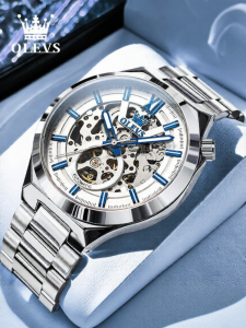 OLEVS | Đồng Hồ Cơ Nam Tự Động Khung Xương Có Đèn Đêm Thép Không Gỉ