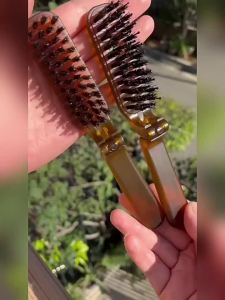 CALIYI 1/2PCS Foldable Hair Comb Portable Boar Bristle Hair Brush Hair Brush Head Massager Travel Combs Hair Styling Accessories