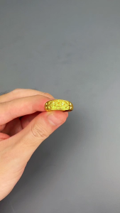 24K Gold Plated Ring Women’s Carved Star Flower Design Wedding Band Jewelry Gift