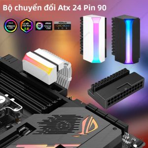 Bo Mạch Chuyển Đổi Nguồn 90 Độ ATX 24 Chân ARGB 5V 3 Chân Cho Bo Mạch Chủ Máy Tính Để Bàn Bộ Nguồn PC Cáp Chuyển Đổi Góc Vuông