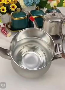 เครื่องมือเก็บของในครัว ขวดน้ำมันความจุขนาดใหญ่ ปลีก/ส่ง หม้อกรองน้ำมัน พร้อมตะแกรงกรอง มีฝาปิดและที่จับ