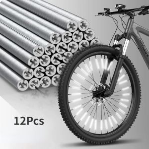 Tube Warning Strip 12Pcs Reflective Mount Clip Bicycle Wheel Spoke Reflector Stripe Steel Wire Lamp MTB Bike Reflector Light