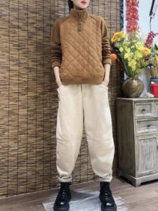 ฤดูหนาวใหม่ผู้หญิงเสื้อขนแกะหนาอบอุ่นสบายๆลายสก๊อตคอยาวแขนยาวหลวมประเภทเสื้อผ้าทํางาน