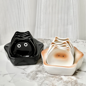 Cute Siamese Cat Ceramic Dipping Sauce Dish Storage Jar Kitchen Restaurant Hot Pot Soy Sauce Vinegar Dish Irregular Shape Handmade