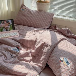 Kiss Dear | Embroidery Pure Cotton Air Conditioner Suitable Machine Washable Summer Cool Quilt Set